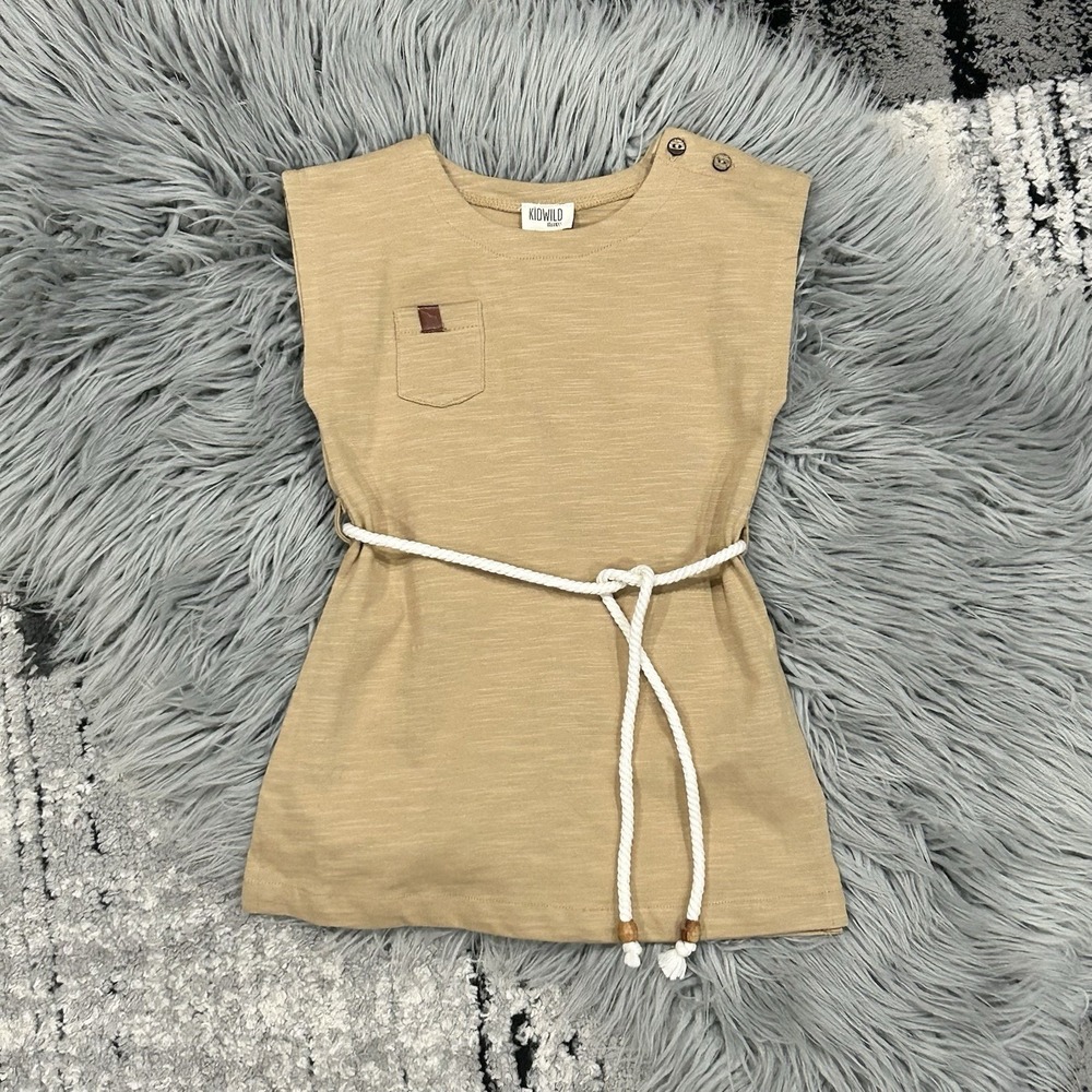 KIDWILD Organics Baby Girls Fawn Brown Organics Fieldβ Dress Size 6-12 Month NEW